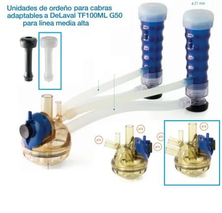 Punto de ordeño completo adapt. Delaval G50 con colector Linea Alta TF100