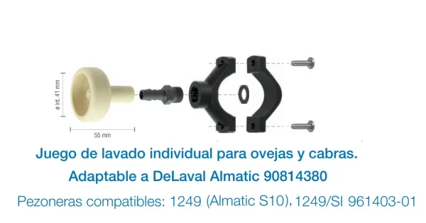 Juego lavado individual adapt. Delaval 90814380 . Pezoneras Almatic S10 ( 961403-01 )