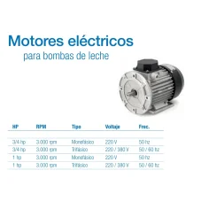 Motor electrico para bombas de leche