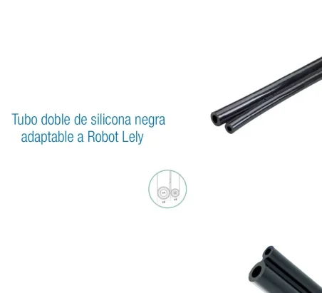 Tubo doble de silicona negra adaptable a Robot Lely. Diferentes medidas