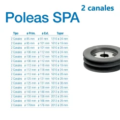 Polea SPA de 2 canales para grupo de vacio