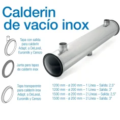 Calderin de vacio en acero inoxidable y repuesto para calderin delaval , cerezo o euromilk