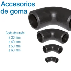 Codo de union de caucho . Diferentes medidas y diametros