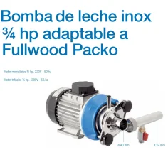 Bomba de leche adaptable a Fullwood Packo inox 3/4 hp . Disponible 220v - 380v
