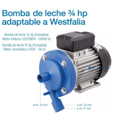 Bomba de leche adaptable Westfalia 3/4 hp