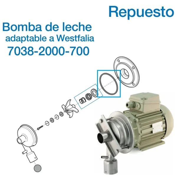 Respuestos para bomba de leche adaptable Westfalia 7038-2000-700