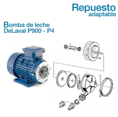 Repuestos adapt. bomba de leche Delaval P900 - P4