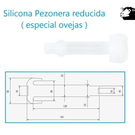Pezonera Silicona reducida ( especial ovejas ) compatible con carros de ordeño y salas de ordeño