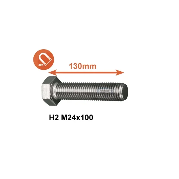 Tornillo de acero inoxidable A2 M24x100 para pie CH101 - tanques Alfa-Laval & Prominox