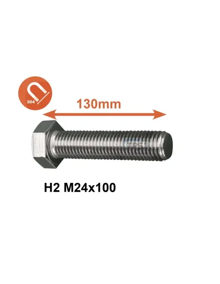 Tornillo de acero inoxidable A2 M24x100 para pie CH101 - tanques Alfa-Laval & Prominox