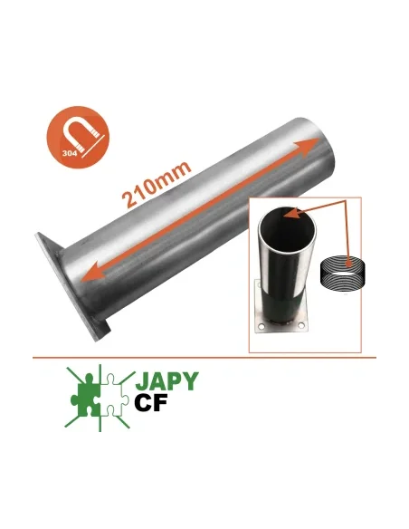 Pie en inox de tanque Japy, altura:210mm fileteaje interior 60mm