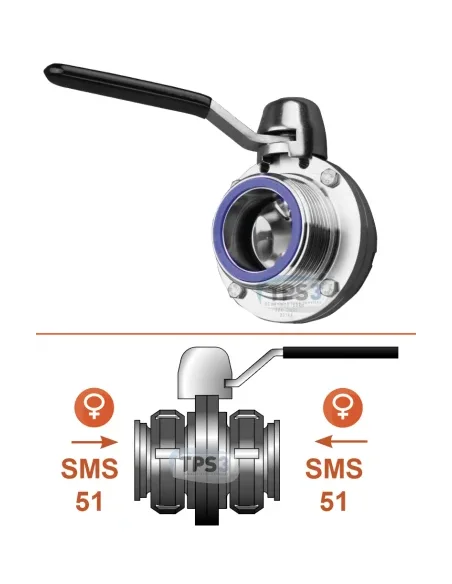 Válvula de drenaje hembra/hembra SMS Ø51 - inox AISI304