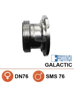 Válvula de medio cuerpo DN76 / SMS76 macho para Galactic (Prominox)