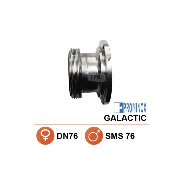 Válvula de medio cuerpo DN76 / SMS76 macho para Galactic (Prominox)