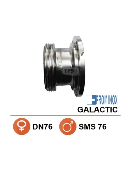 Válvula de medio cuerpo DN76 / SMS76 macho para Galactic (Prominox)