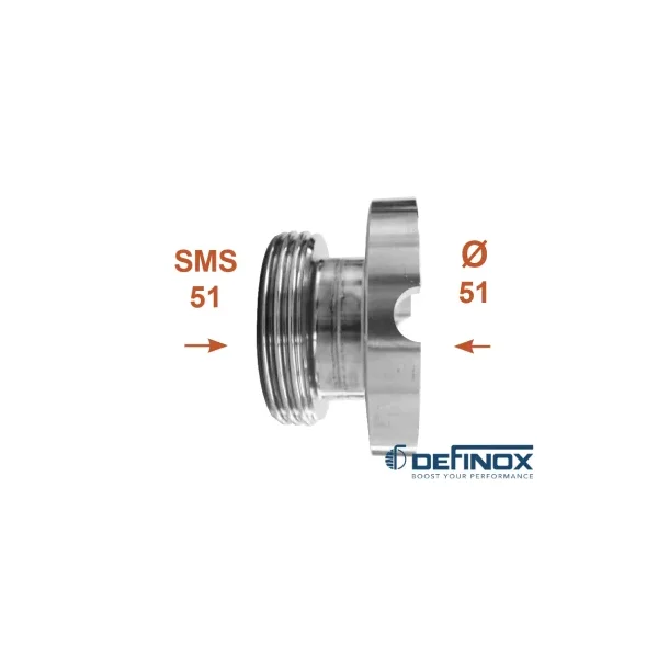 Medio cuerpo de válvula Definox DN51 /macho SMS Ø51 (Japy, Serap)