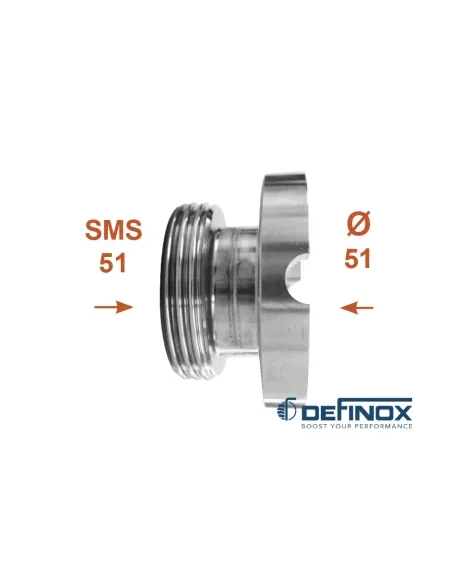 Medio cuerpo de válvula Definox DN51 /macho SMS Ø51 (Japy, Serap)