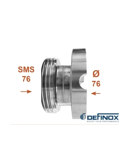 Medio cuerpo de válvula Definox DN76 /macho SMS Ø76, para tanques Japy & Serap