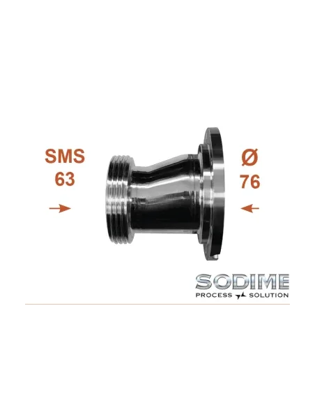 Medio cuerpo de válvula Sodime DN76/ macho SMS Ø63