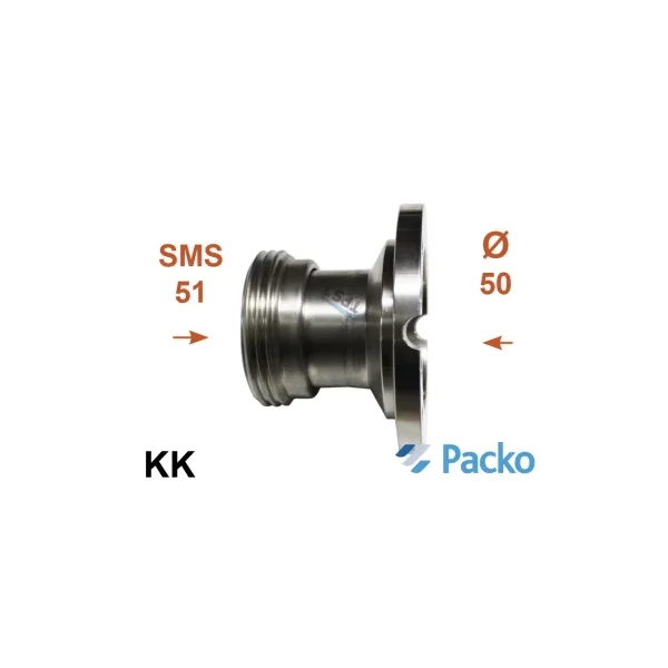 Medio cuerpo de válvula KK DN50 /macho SMS Ø51, para tanques Packo