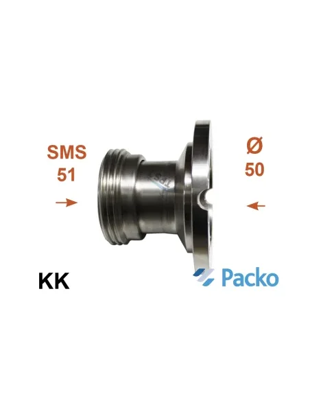 Medio cuerpo de válvula KK DN50 /macho SMS Ø51, para tanques Packo