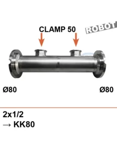 Manchette arrivée de lait 2x1/2 vanne KK 80 - 2 x clamp 50