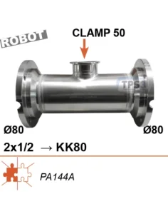 Manchette arrivée de lait 2x1/2 vanne KK80 - 1 x clamp 50