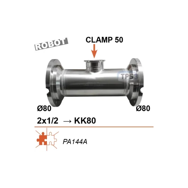 Manchette arrivée de lait 2x1/2 vanne KK80 - 1 x clamp 50
