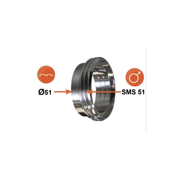 Empalme a ensanchar DN51/ Macho SMS Ø51