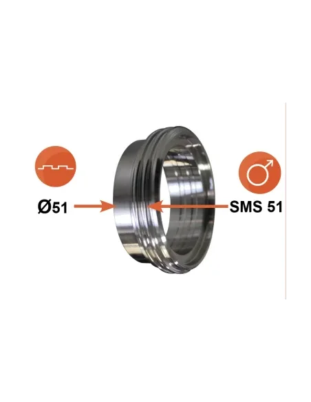 Empalme a ensanchar DN51/ Macho SMS Ø51