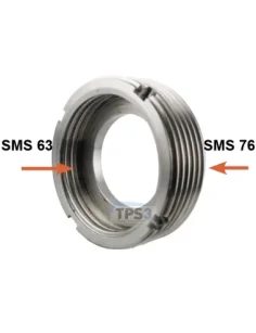 Reductor mecanizado de acero inoxidable SMS D76 macho / SMS D63 hembra