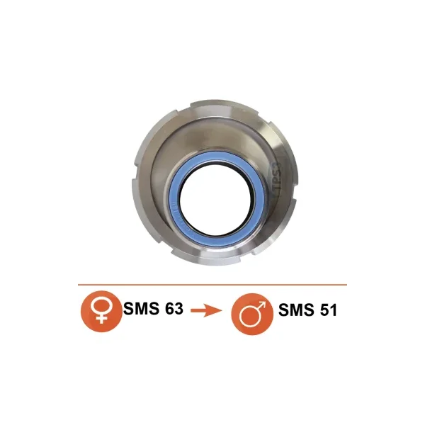Reductor SMS hembra de acero inoxidable Ø63 / SMS macho Ø51