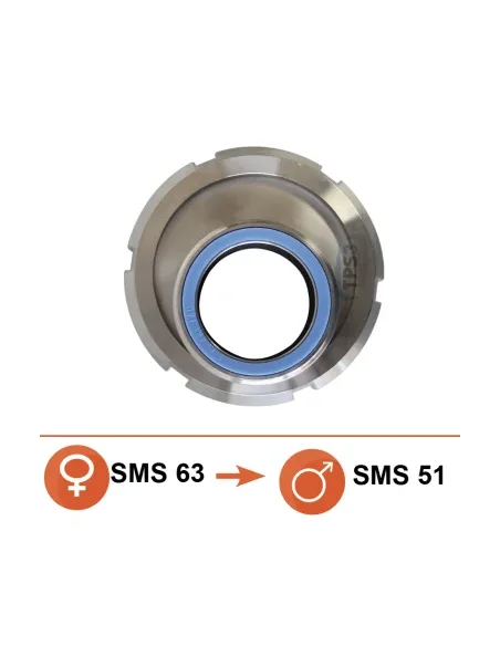 Reductor SMS hembra de acero inoxidable Ø63 / SMS macho Ø51