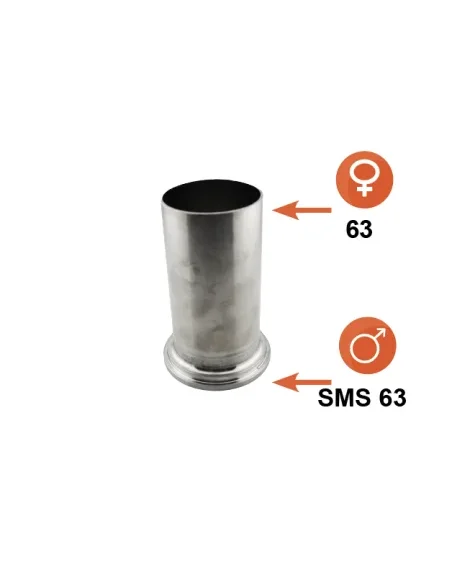 Smooth end 63 with sleeve for SMS nut Ø63 L:100mm