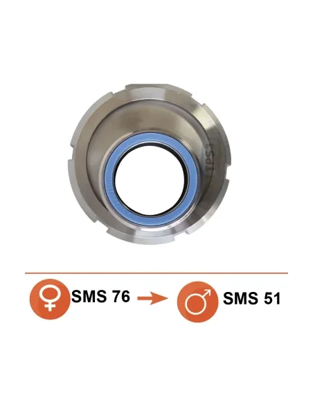 Reducción inox Hembra SMS Ø76 a Macho SMS Ø51