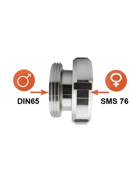 Reductor inoxidable hembra SMS Ø76 / macho DIN Ø65