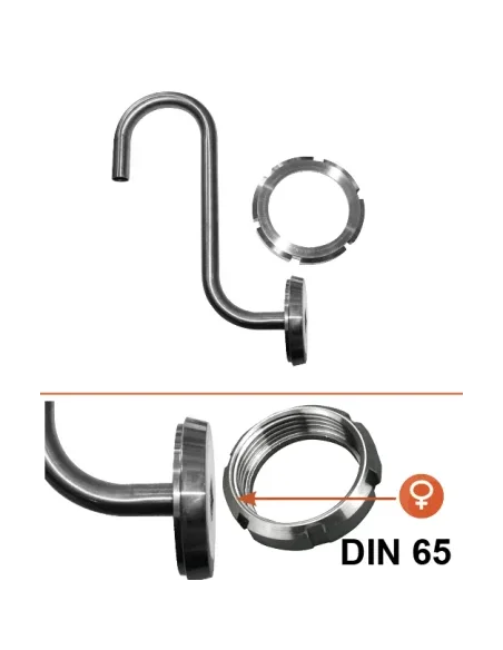 Cuello de cisne para exaccion de leche DIN Ø65