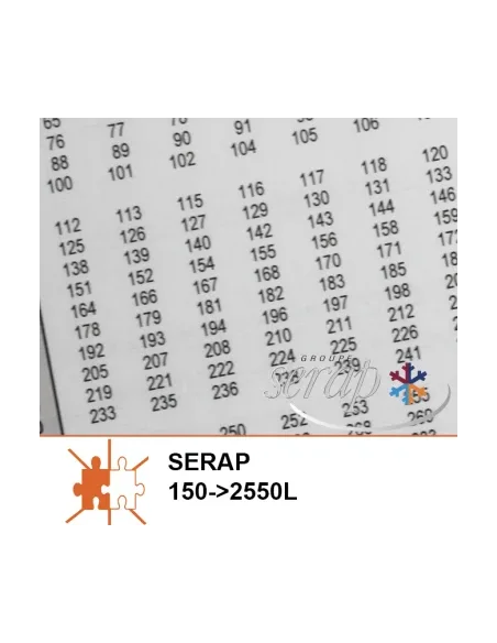 Tabla de medición para tanques Serap 150-2550L