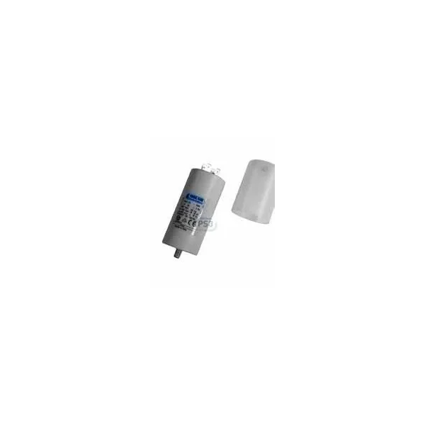 Condensador de 35µf con varilla de fijación y tapón con conectores terminales