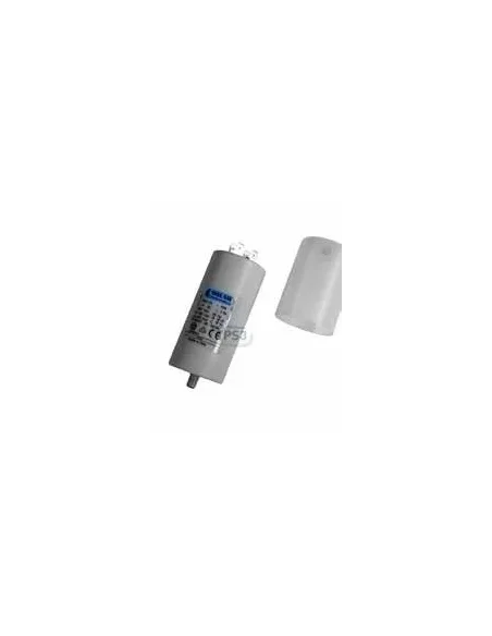 Condensador de 35µf con varilla de fijación y tapón con conectores terminales