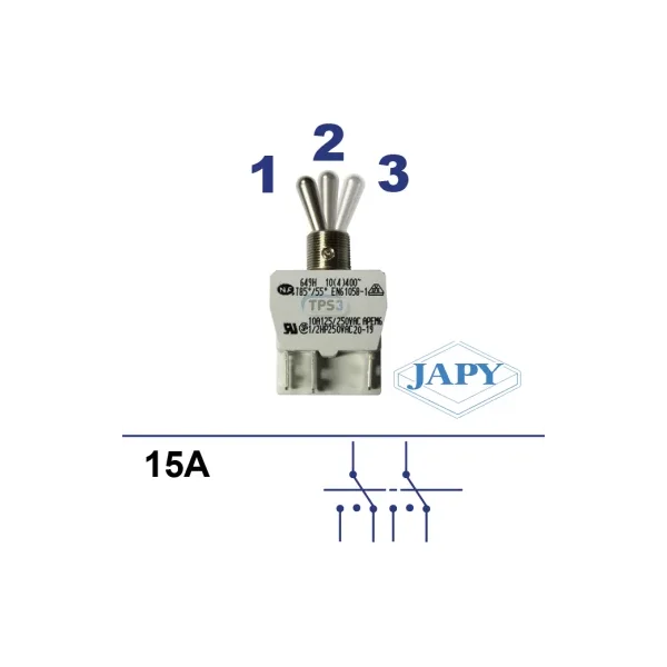 Interruptor 3 posiciones Japy CV y UE On/Off/agitador On