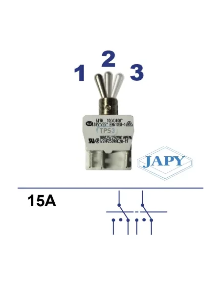 Interruptor 3 posiciones Japy CV y UE On/Off/agitador On