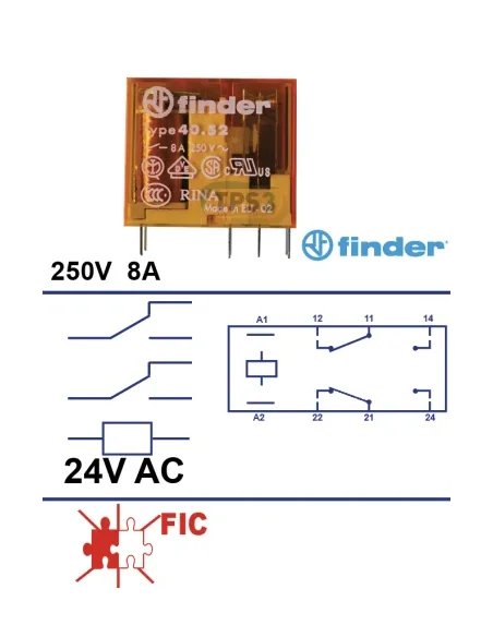 Relé 2 inversores 24V AC