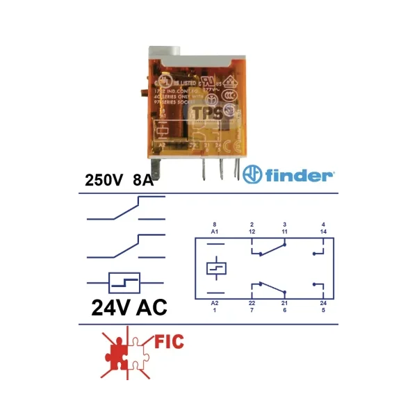 Relé biestable Finder 2NO