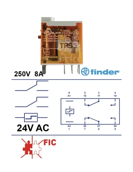 Relé biestable Finder 2NO