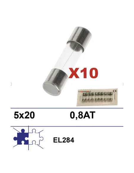 10 fusibles 5x20mm 0.8AT para tarjeta CPU Pilote+ EL284