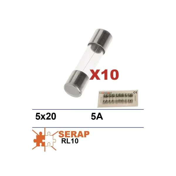 10 fusibles 5x20mm 5AT para tarjeta CPU Pilote+/RL10