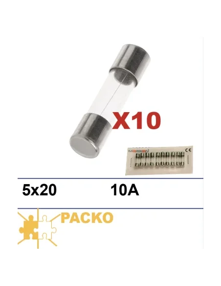 10 fusibles 5x20mm 10A para regulación Packo