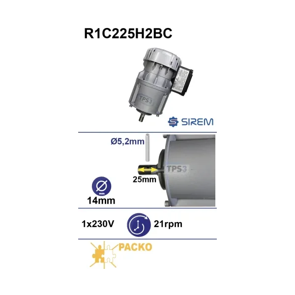Motorreductor R1C225H2BC 21vpm 230V Agujero de pasador 5,2mm (Packo)