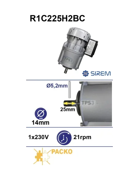 Motorreductor R1C225H2BC 21vpm 230V Agujero de pasador 5,2mm (Packo)